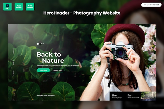 Hero header voor fotografiewebsites