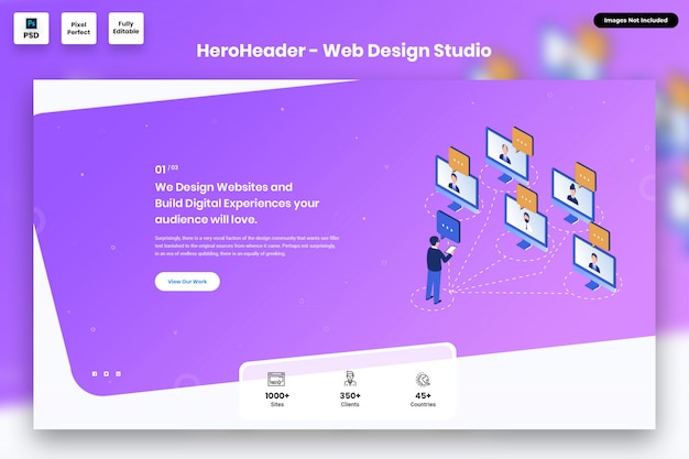 Hero header voor web agency-websites