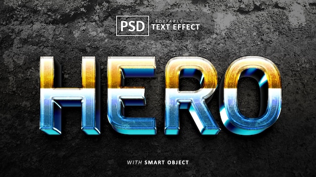 Hero retro 3d text effect editable