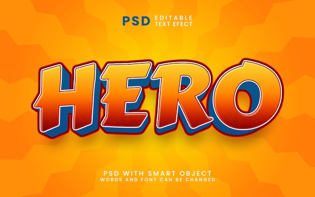 Hero super power cartoon 3d editable text effect