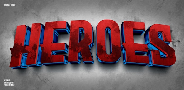 PSD heroes 3d editable text effect