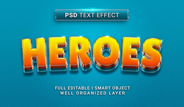 PSD heroes 3d style psd text effect