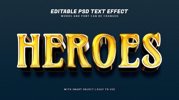 Heroes 3d yellow text effect editable