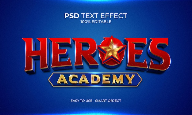 PSD heroes academy text effect