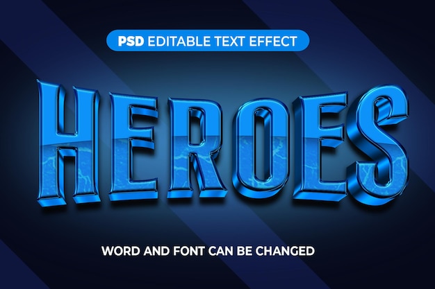 Heroes blue text effect 3d