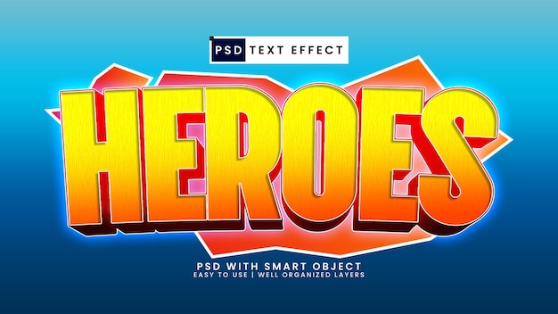 Heroes brave super 3d editable text effect