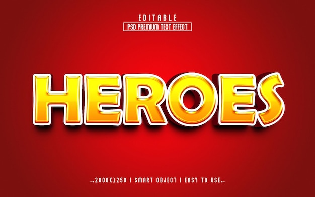 Heroes editable 3d text effect style