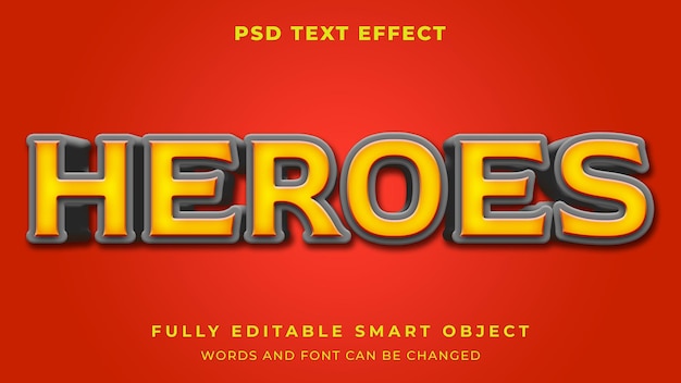 PSD heroes gaming editable text effect