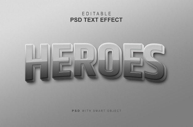 Heroes white 3d text effect