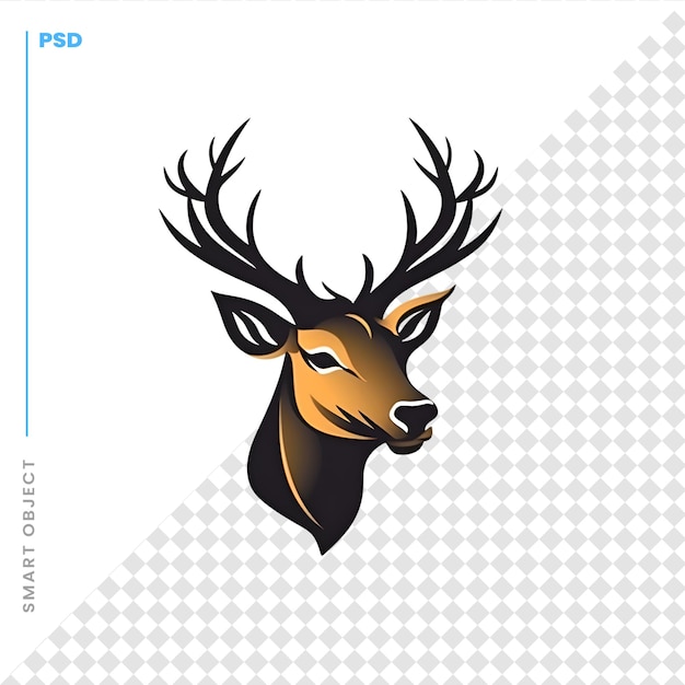 PSD herten hoofd met gewei vector illustratie op witte achtergrond