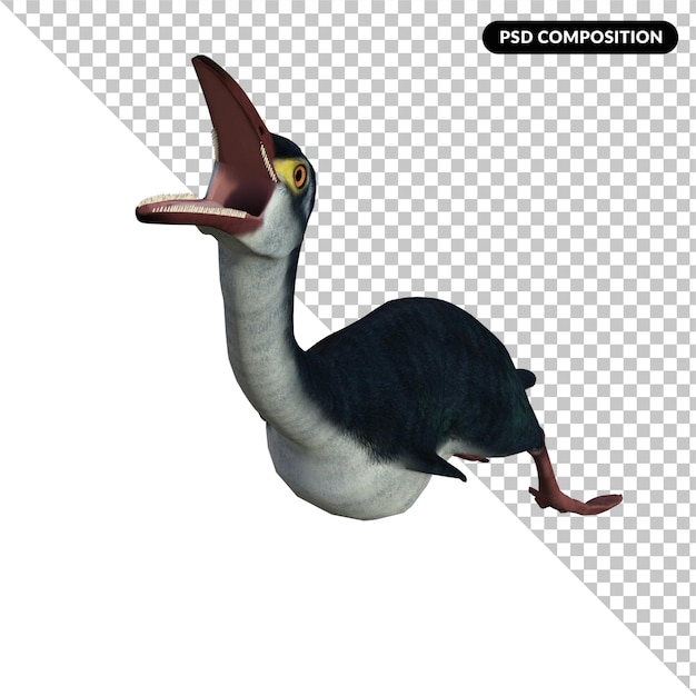 PSD hesperornis dinosaurus geïsoleerde 3d render