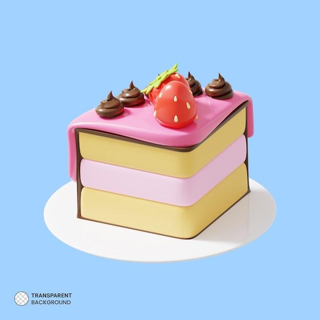 PSD het heerlijke pictogram van de aardbeicake geïsoleerde 3d geeft illustratie terug