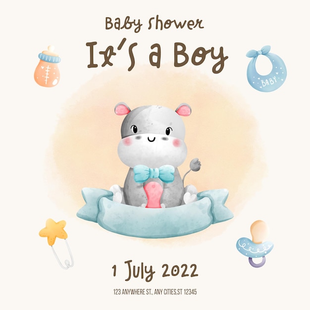 PSD het is een uitnodigingssjabloon voor een jongensbaby shower babyjongen