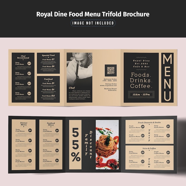 PSD het menu van royal dine.