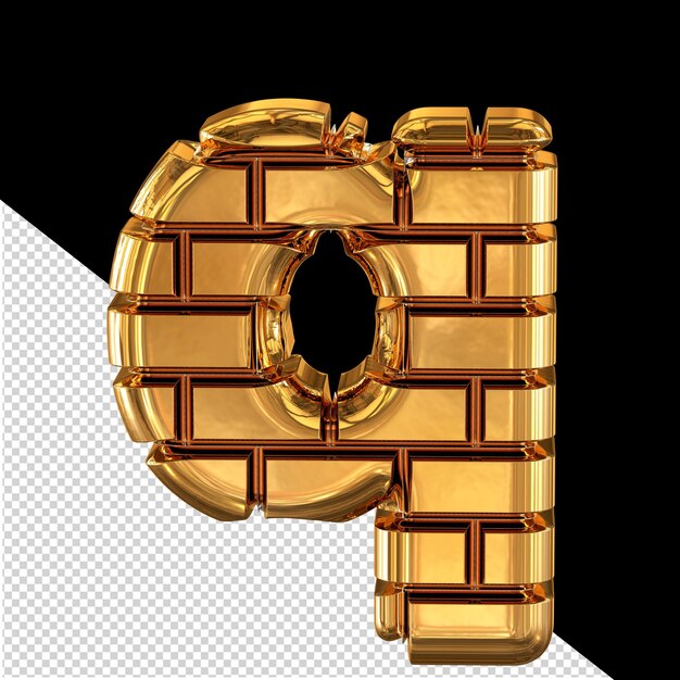 Het symbool gemaakt van gouden bakstenen 3d letter q