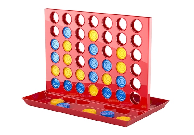 Het verticale damspel Connect Four Board Game 3D-rendering geïsoleerd op een transparante achtergrond