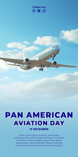 Het vliegtuig zal landen met de hemel op de achtergrond pan american aviation day ai generative