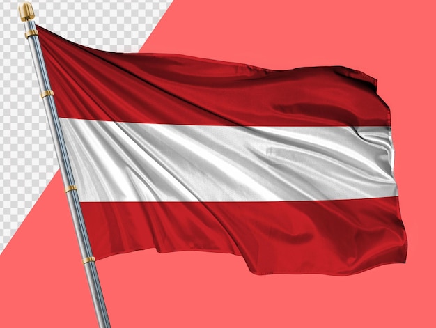 Het zwaaien van de Oostenrijkse vlag op een metalen vlaggenmast voor compositie