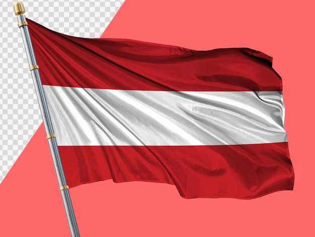 PSD het zwaaien van de oostenrijkse vlag op een metalen vlaggenmast voor compositie