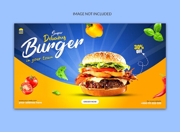 hete en heerlijke hamburger social media webpost sjabloonontwerp.