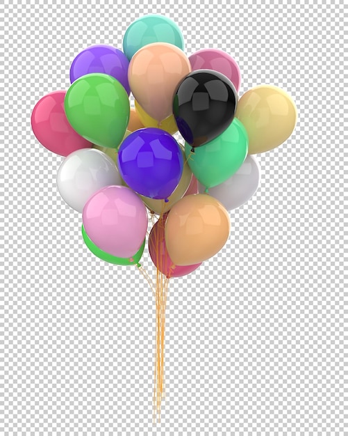 Hete luchtballon geïsoleerd op transparante achtergrond 3D rendering illustratie