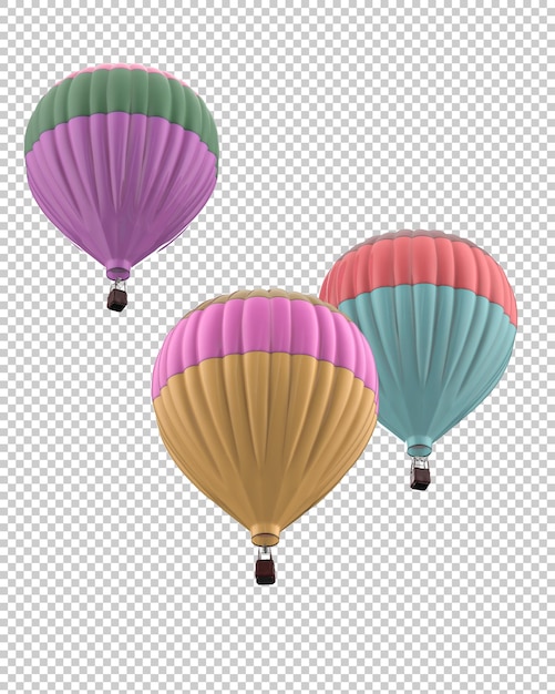Hete luchtballon op transparante achtergrond 3D-rendering illustratie