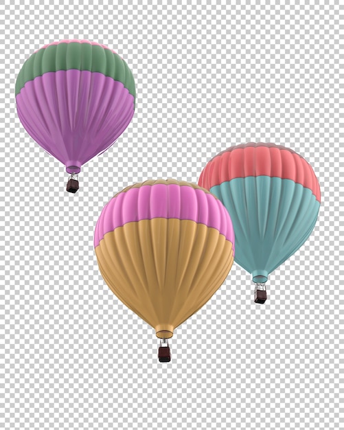 Hete luchtballon op transparante achtergrond 3d-rendering illustratie