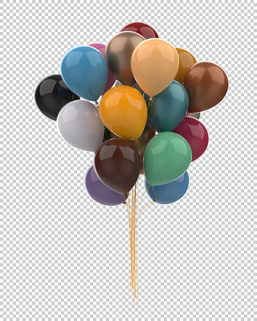 Hete luchtballon op transparante achtergrond 3d-rendering illustratie