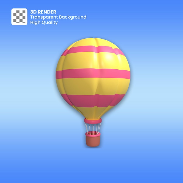 Hete luchtballon pictogram 3d render premium psd