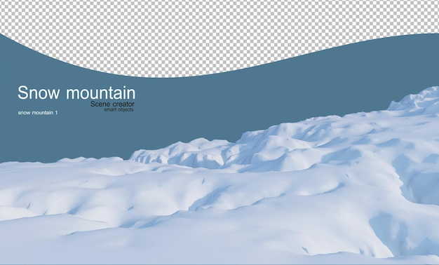 PSD heuvels op meerdere niveaus bedekt met sneeuw over de hele heuvels