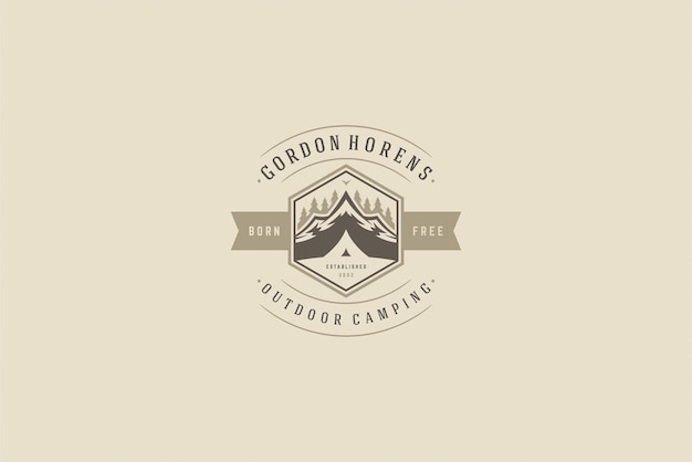 hexagon emblem for outdoor camping company