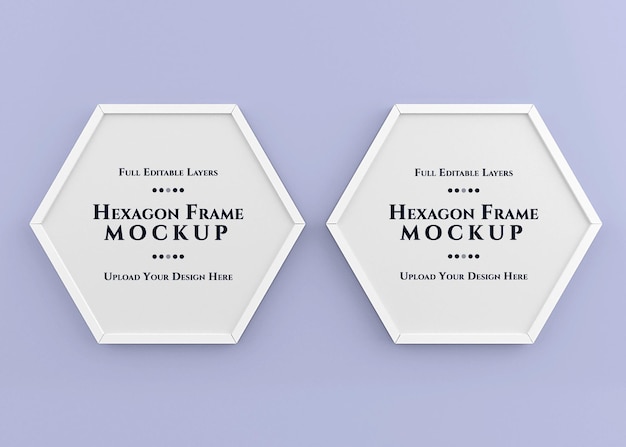 PSD hexagon frame mockup isolated rendering