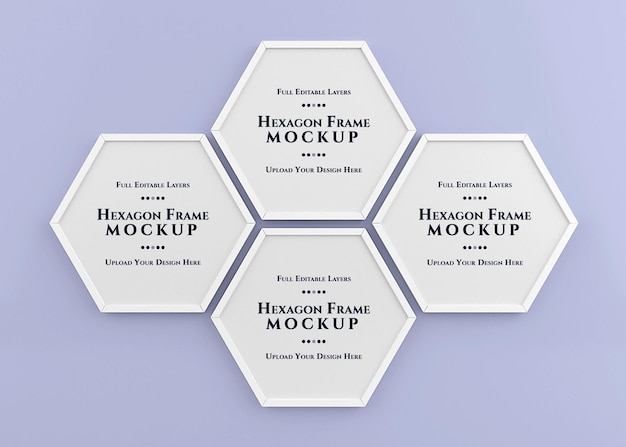 PSD hexagon frame mockup isolated rendering