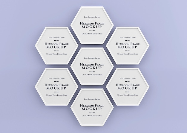 Hexagon frame mockup isolated rendering