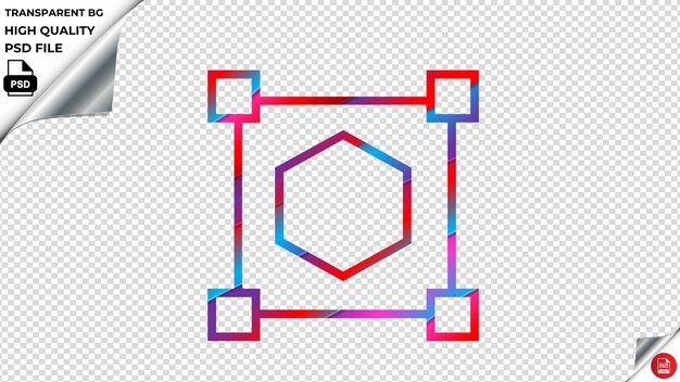 PSD hexagon scale vector icon red blue purple ribbon psd transparent