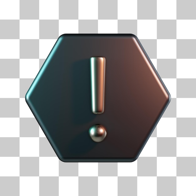 PSD hexagon uitroepteken 3d icon