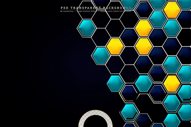 PSD hexagonal abstract on transparent background