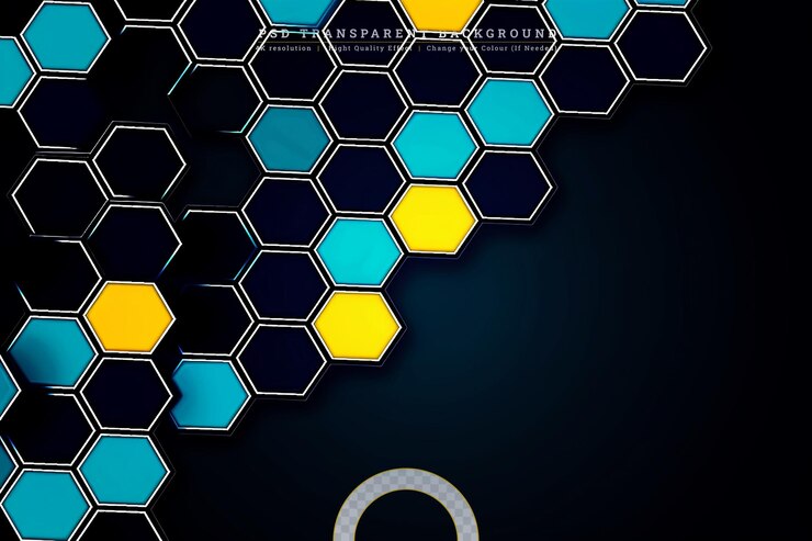PSD hexagonal abstract on transparent background