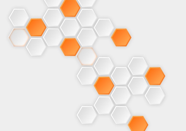 hexagonal background with shadow and orange color gradient