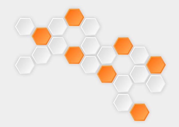 hexagonal background with shadow and orange color gradient