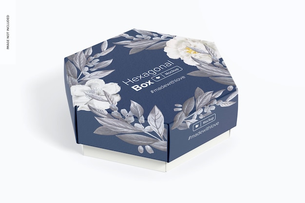 hexagonal box mockup, perspective
