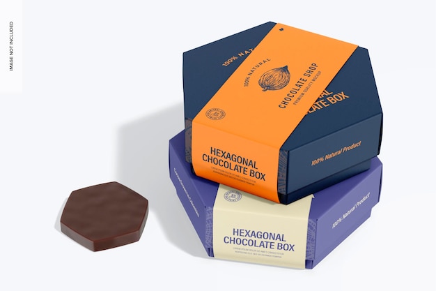 Mockup di scatola di cioccolato esagonale