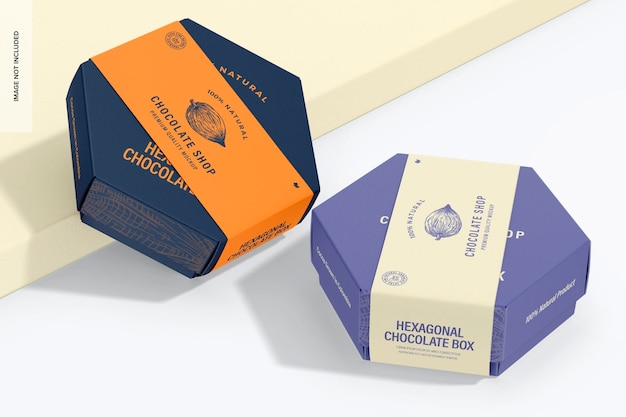 Hexagonal Chocolate Boxes Mockup