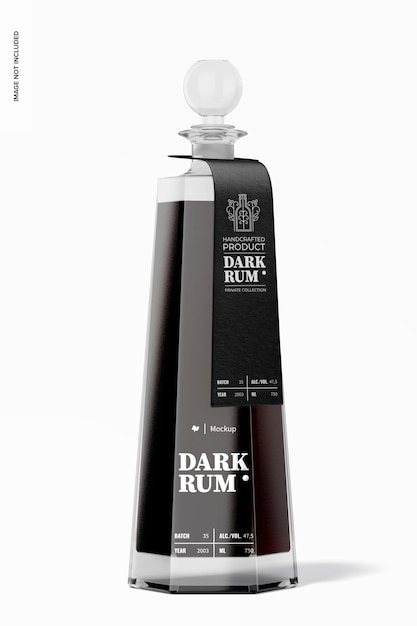 Hexagonal dark rum bottle mockup