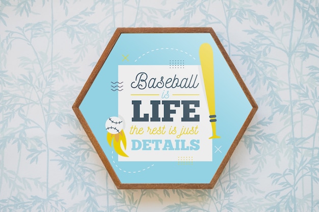 PSD hexagonal frame mockup with quote concept