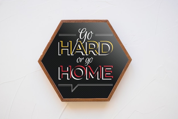 PSD hexagonal frame mockup with quote concept