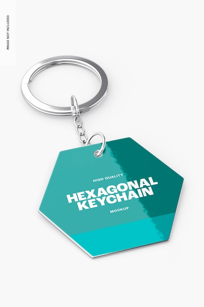 Hexagonal keychain mockup, left view