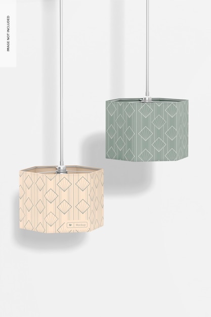 hexagonal pendant lamps mockup, front view