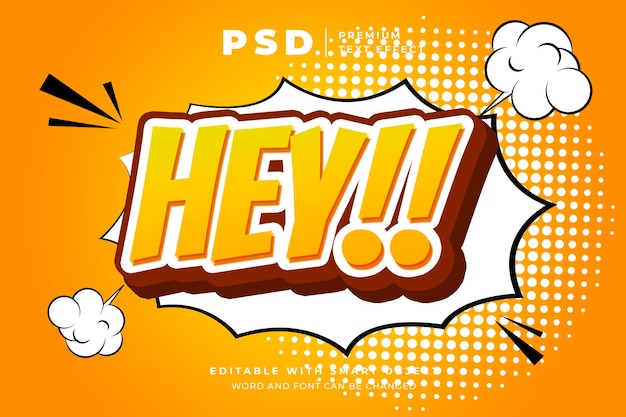 PSD hey modern cartoon editable text effect