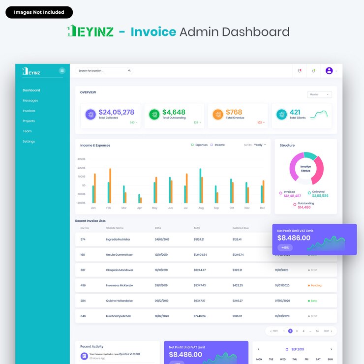 PSD heyinz-invoice admin dashboard ui kit